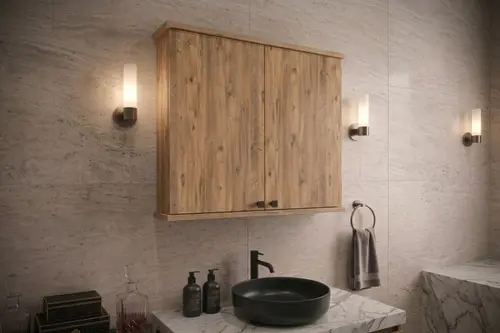 Ruda Banyo Dolabı, Atlantik Çam, İki Kapaklı