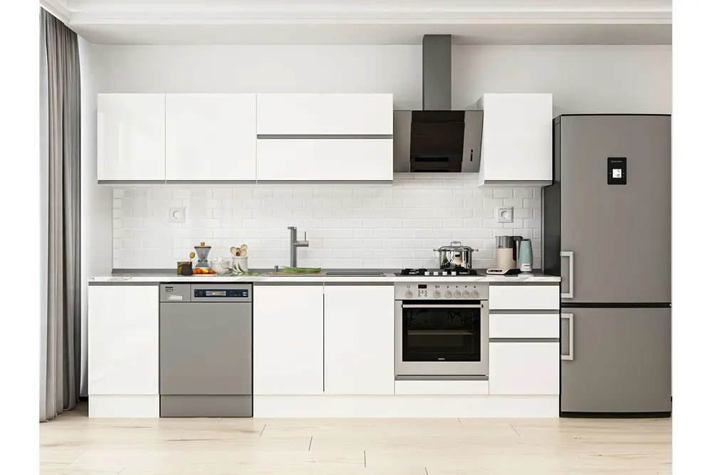 Alvinka 290X210 Cm Mutfak Dolabı, M E80S45S45 2 Beyaz Suntalam