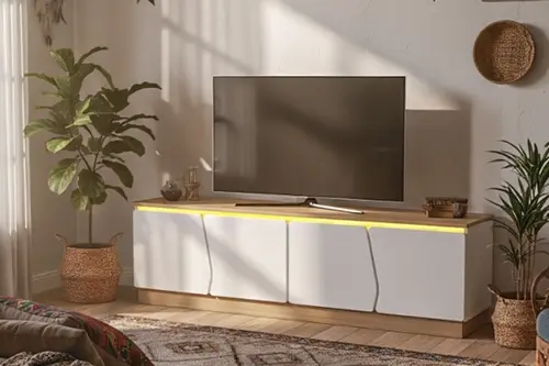 Bohem 180 Cm Tv Ünitesi, Mdf Kapak Led Işıklı Tv Ünitesi