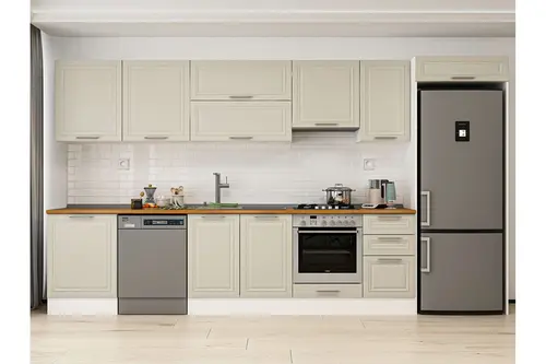 Alvinka 395X222 Cm Klasik Mebran Mutfak Dolabı, Mb E90S60S45 1 Mebran Kumtaşı Suntalam