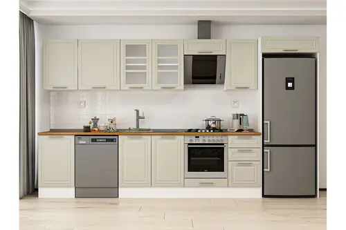 Alvinka 375X222 Cm Klasik Mebran Mutfak Dolabı, Mb E80S50S45 3 Mebran Kumtaşı Suntalam