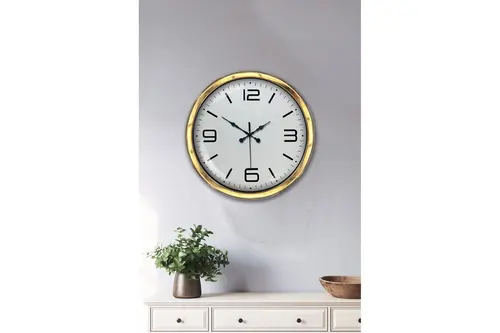 Gold Lüks Metal Modern Duvar Saati 40 Cm