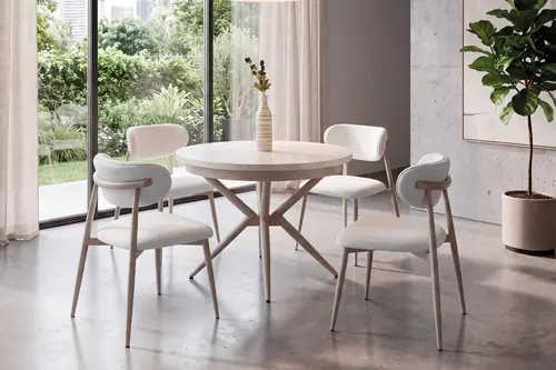 Flexi Traverten Masa Takımı, 4 Luna Sandalye