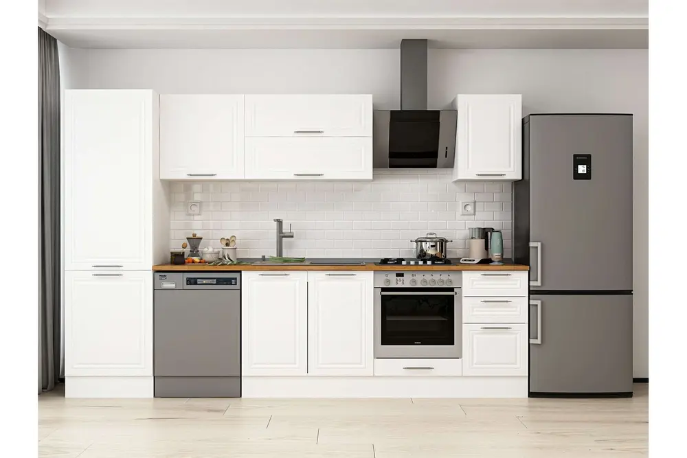 Alvinka 315X210 Cm Klasik Mebran Mutfak Dolabı, Mb E90B60S45 2 Mebran Beyaz Suntalam