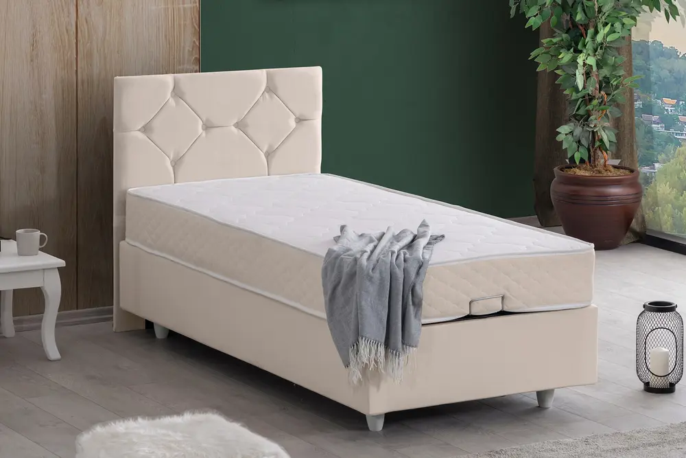 Glamis Baza Başlık Ve Yatak Seti, Krem 150X200