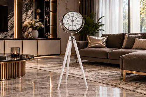 Muyika Ahşap Ayaklı Krom Tripod Duvar Saati Kbb