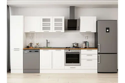 Alvinka 315X210 Cm Klasik Mebran Mutfak Dolabı, Mb E90B45S60 3 Mebran Beyaz Suntalam