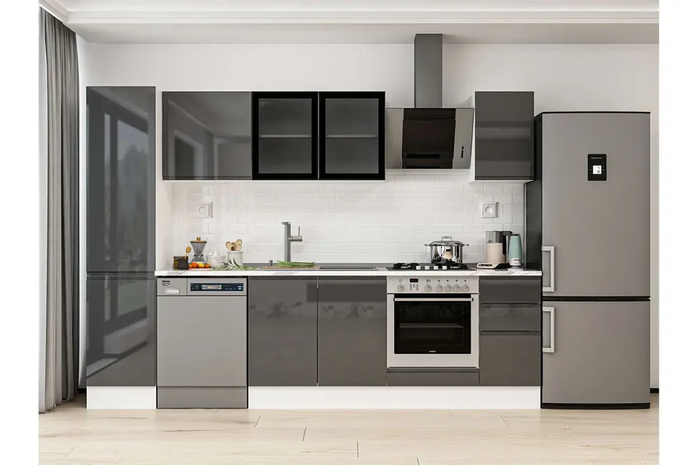 Alvinka 285X210 Cm Mutfak Dolabı, Mb E80B45S40 3 Antrasit Suntalam