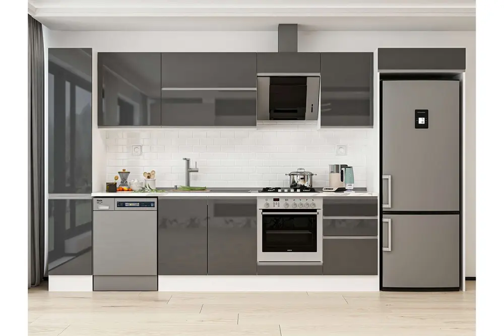 Alvinka 370X222 Cm Mutfak Dolabı, Mbb E80B40S50 2 Antrasit Suntalam
