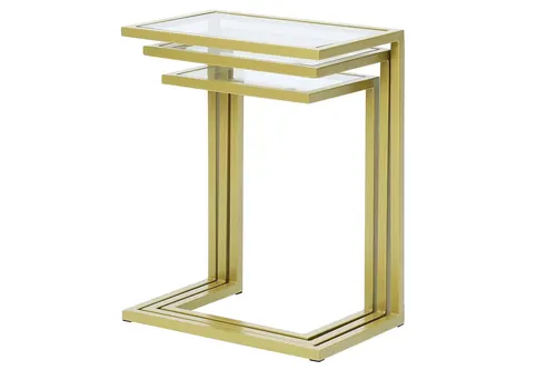 Bruc Gold Metal Üçlü Zigon Sehpa
