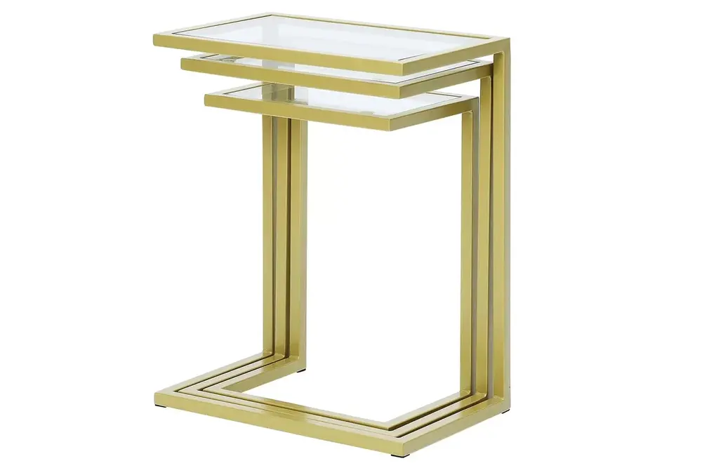Bruc Gold Metal Üçlü Zigon Sehpa