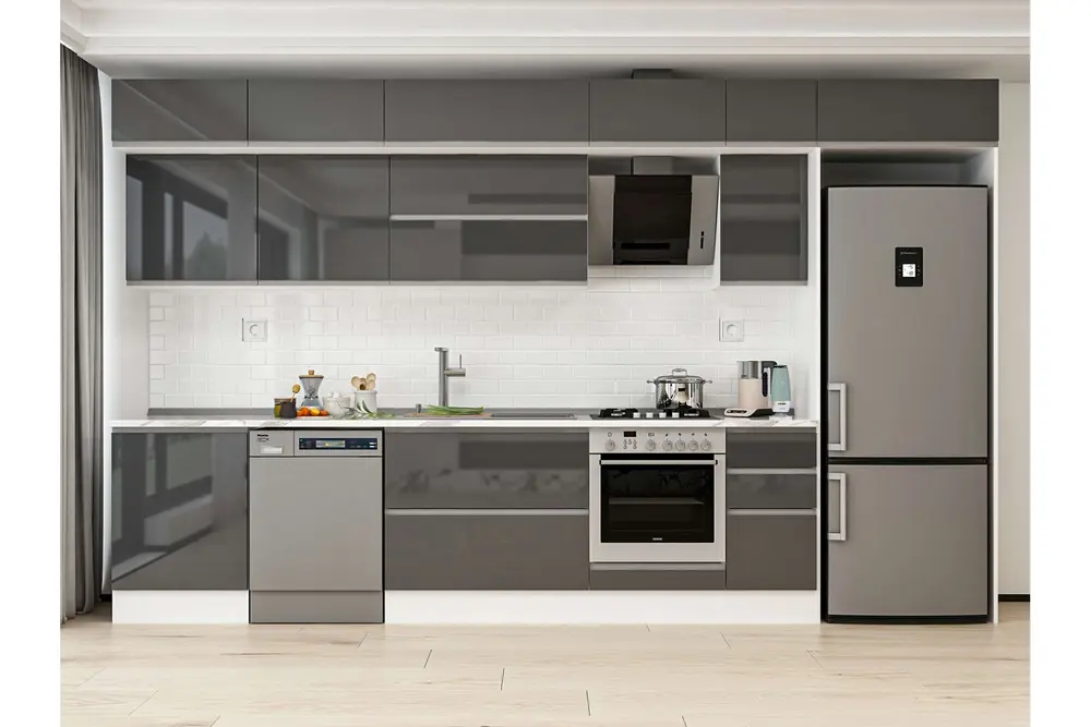 Alvinka 380X240 Cm Mutfak Dolabı, Mb E80S60S40 2 Antrasit Suntalam