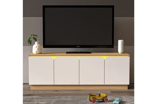 Led Işıklı Tv Ünitesi, Mdf Kapak, 150 Cm