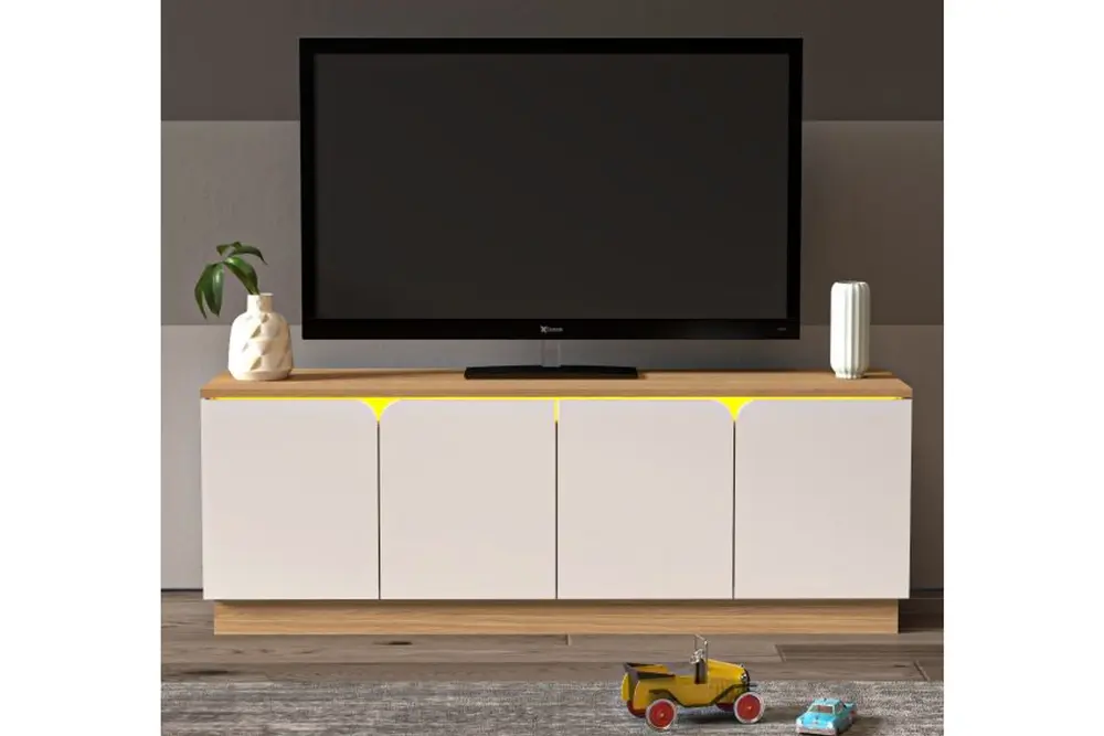 Led Işıklı Tv Ünitesi, Mdf Kapak, 150 Cm