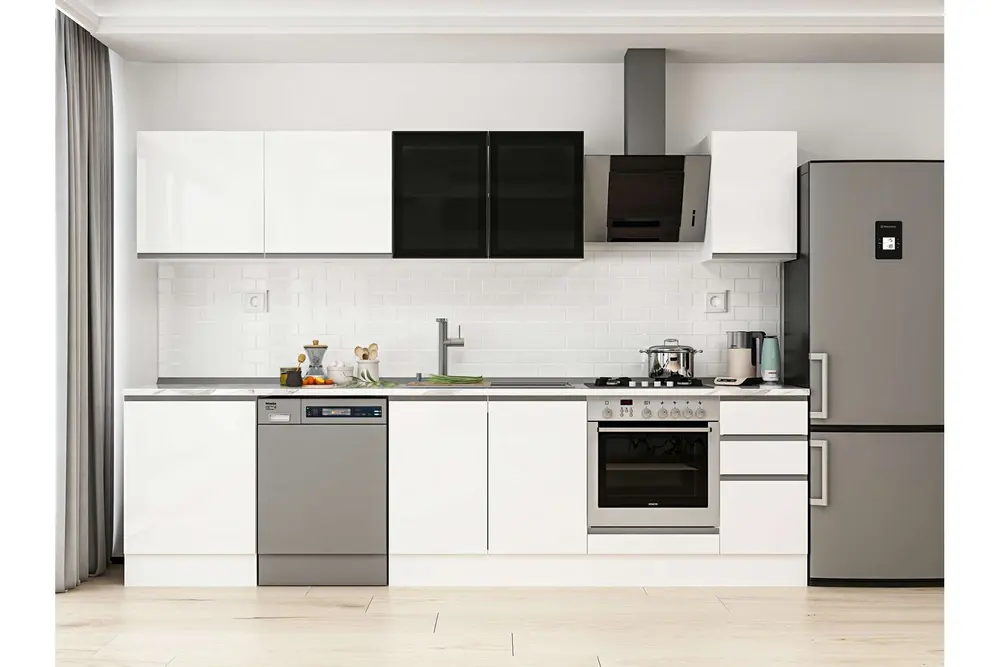 Alvinka 300X210 Cm Mutfak Dolabı, M E80S60S40 3 Beyaz Suntalam