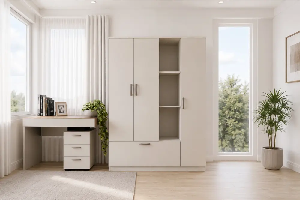 Tocco Alya Gardırop, Beyaz, 4 Kapaklı