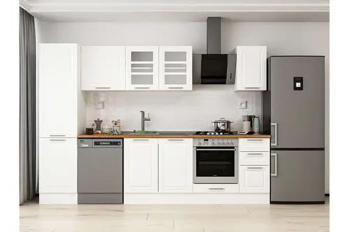 Alvinka 300X210 Cm Klasik Mebran Mutfak Dolabı, Mb E90B50S40 3 Mebran Beyaz Suntalam