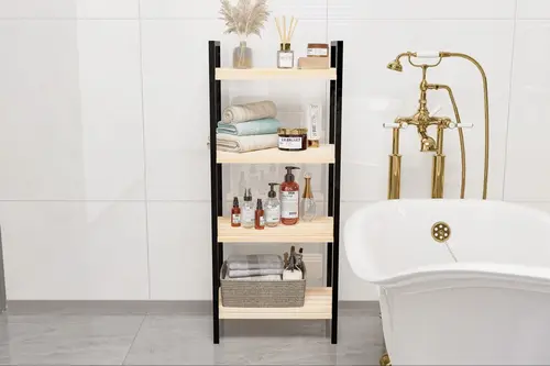 Bino Banyo Düzenleyici Mutfak Banyo Rafı, 4 Katlı, Siyah