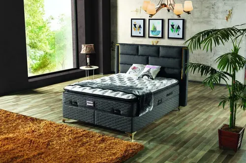 Royal Baza Başlık Ve Yatak Seti, Gri, 150X200