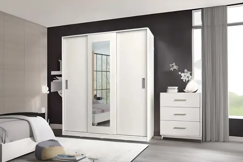 Metalia Sline Aynalı Gardırop, 3 Kapaklı Sürgülü