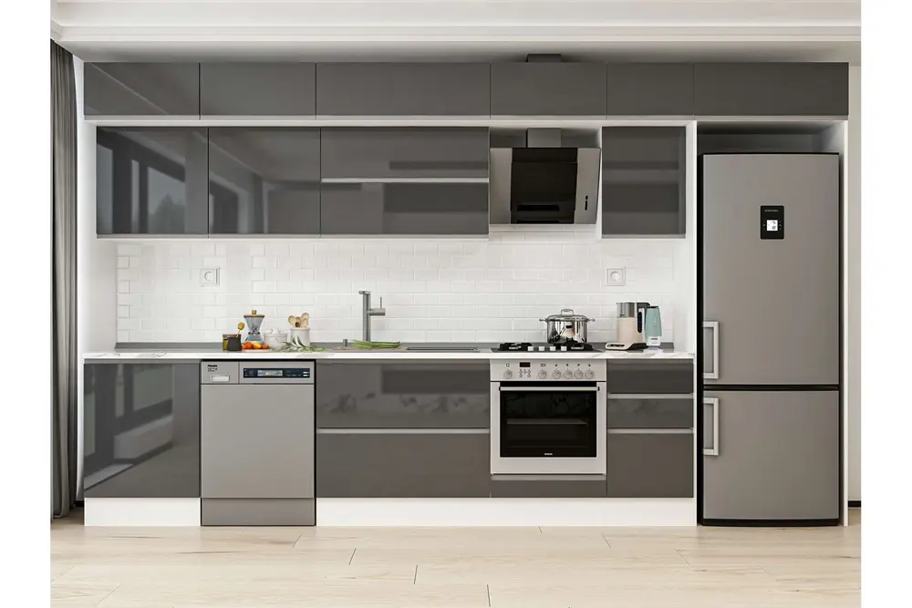 Alvinka 385X240 Cm Mutfak Dolabı, Mb E80S60S45 2 Antrasit Suntalam