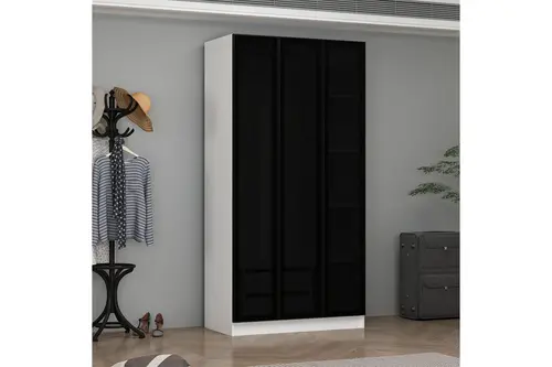 Alin 2 Gizli Çekmeceli 3 Füme Cam Kapaklı Beyaz Dolap
