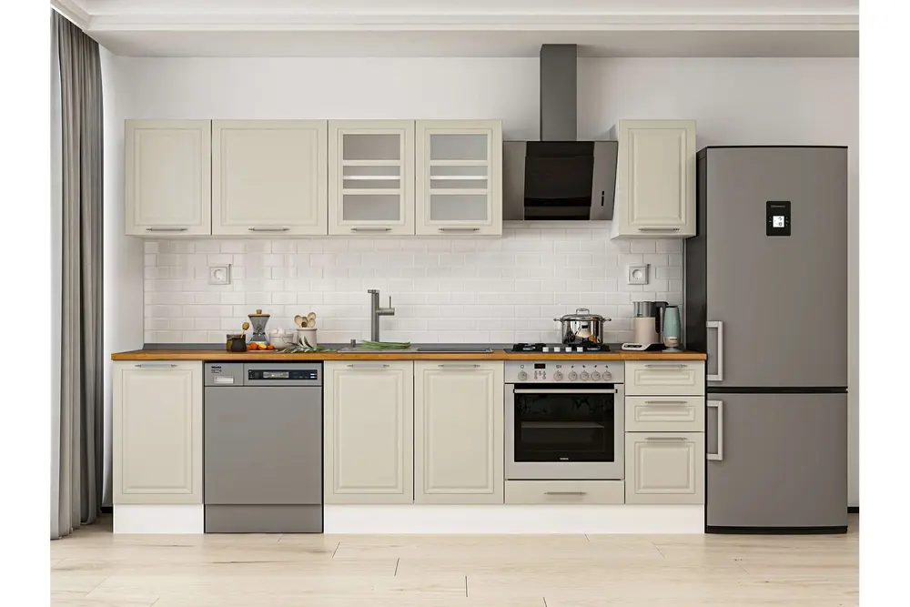Alvinka 295X210 Cm Klasik Mebran Mutfak Dolabı, M E90S45S40 3 Mebran Kumtaşı Suntalam