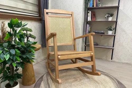 Veranda Sallanan Sandalye, Naturel Ahşap Ayak