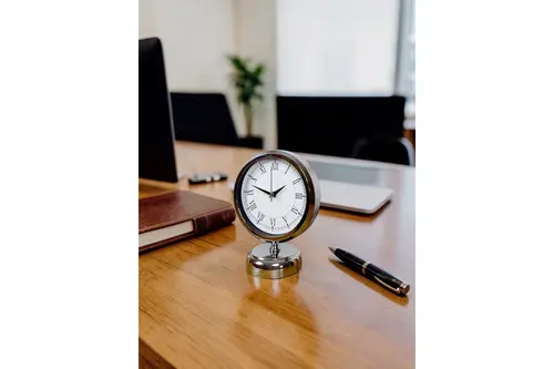 Sılver Classic Aura Metal Krom Masa Saati 25X20 Cm
