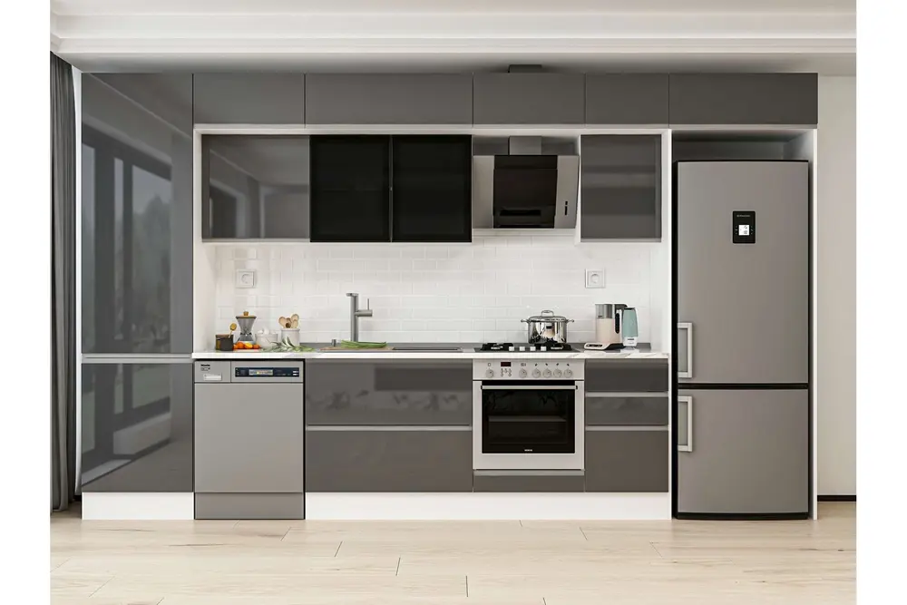 Alvinka 385X240 Cm Mutfak Dolabı, Mbb E80B60S45 3 Antrasit Suntalam