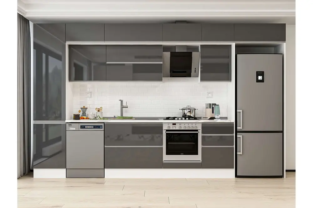 Alvinka 390X240 Cm Mutfak Dolabı, Mbb E90B50S50 2 Antrasit Suntalam