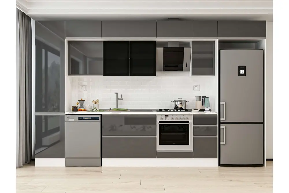Alvinka 380X240 Cm Mutfak Dolabı, Mbb E90B50S40 3 Antrasit Suntalam
