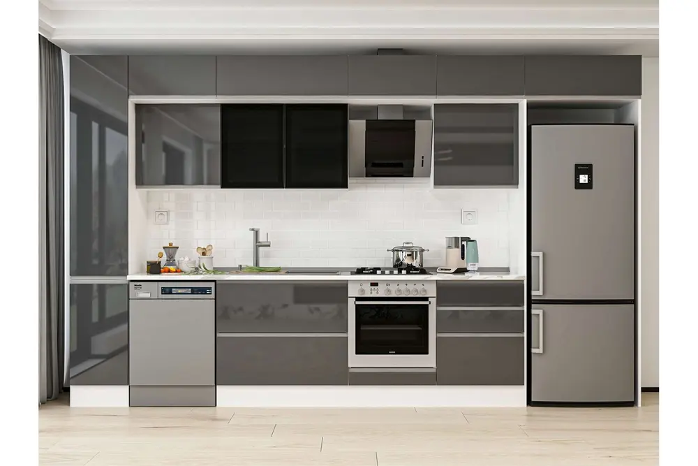 Alvinka 390X240 Cm Mutfak Dolabı, Mbb E90B40S60 3 Antrasit Suntalam