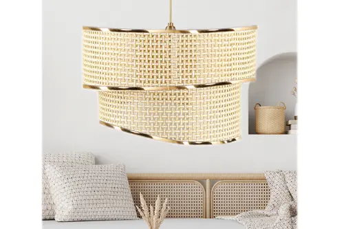 Evlight Starai Hazeran Sarkıt Avize, Krem,Gold Şeritl