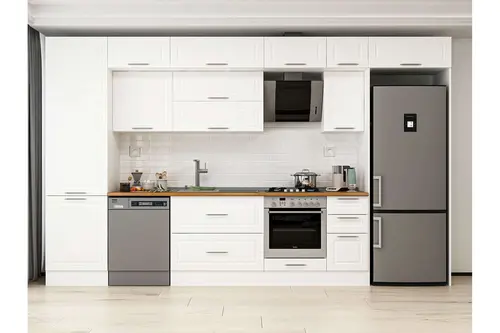 Alvinka 380X240 Cm Klasik Mebran Mutfak Dolabı, Mbb E80B60S40 2 Mebran Beyaz Suntalam
