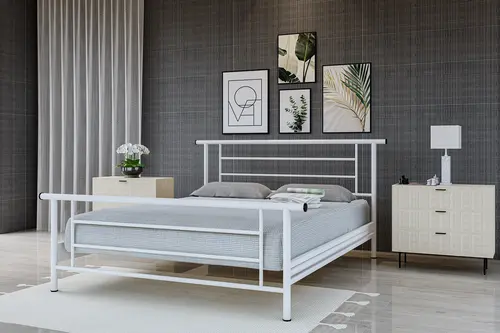 Zambak Metal Karyola, Çift Kişilik, Beyaz, 150X200