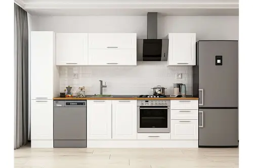 Alvinka 300X210 Cm Klasik Mebran Mutfak Dolabı, Mb E90B40S50 2 Mebran Beyaz Suntalam