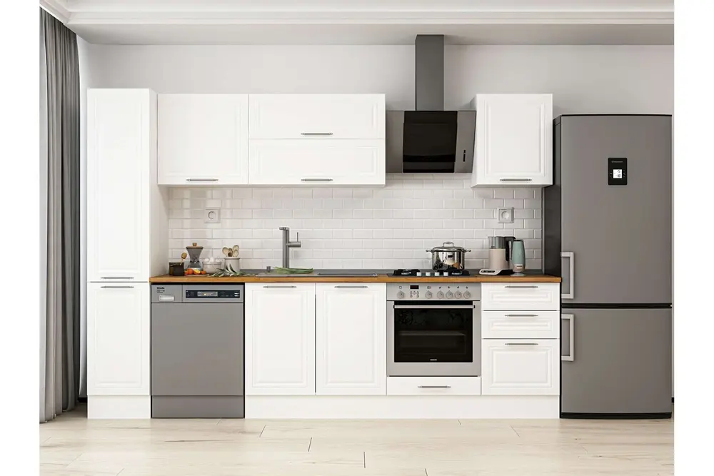 Alvinka 300X210 Cm Klasik Mebran Mutfak Dolabı, Mb E90B40S50 2 Mebran Beyaz Suntalam