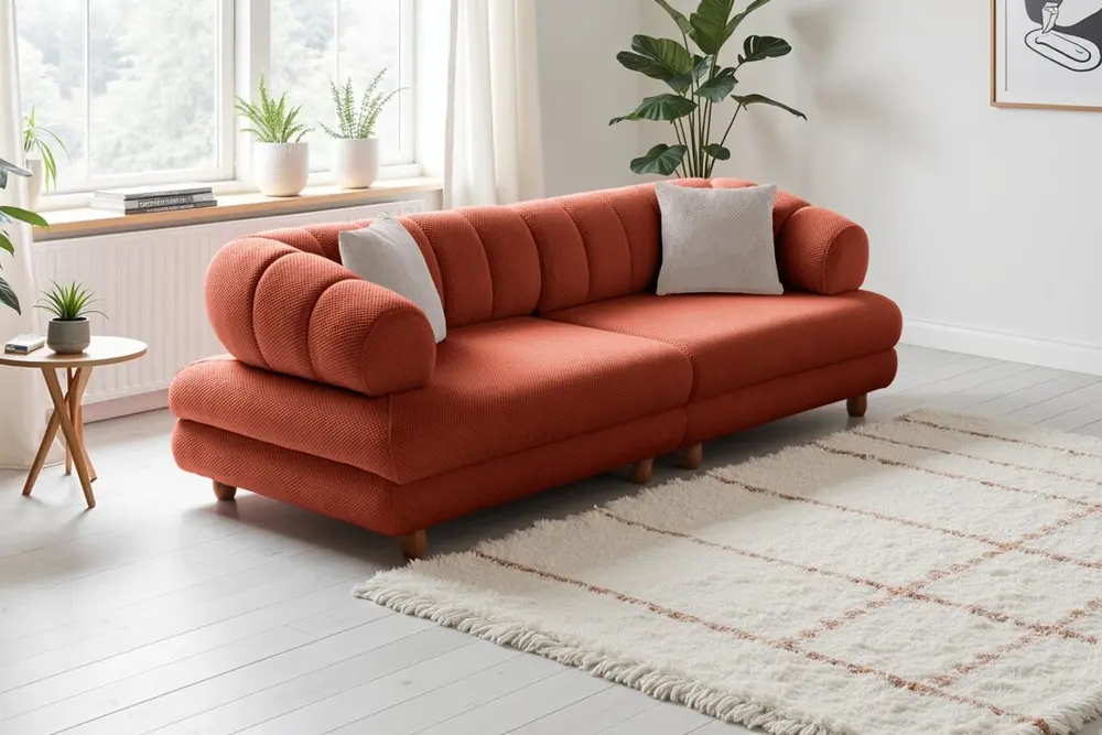 Fancy Sandıklı Sırt Mekanizmalı Üçlü Koltuk, Somon