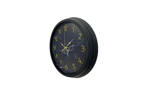 Siyah Mermer Desenli Metal Duvar Saati 40 Cm