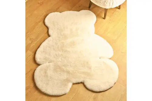 Yıkanabilir Post Peluş Çocuk Halısı, Krem, 75X100