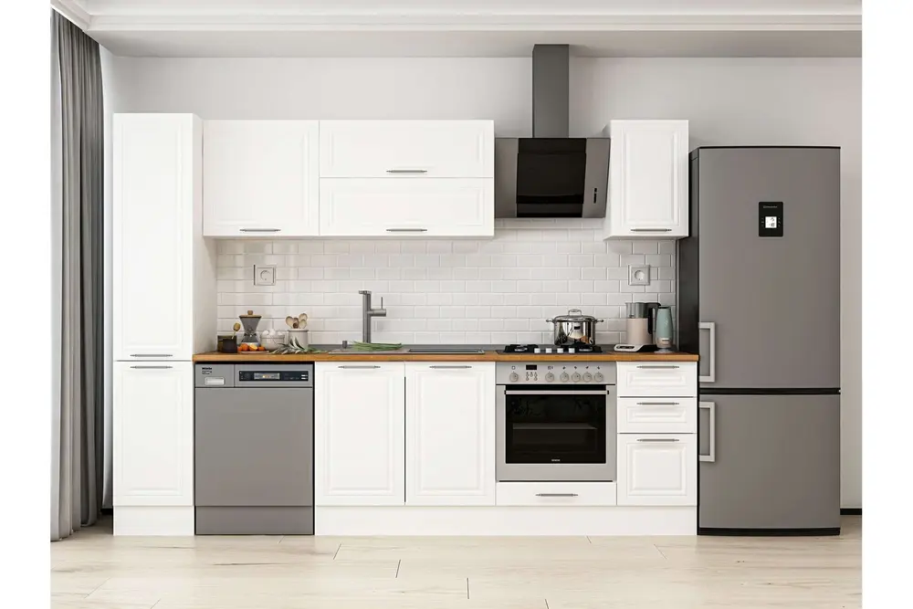 Alvinka 290X210 Cm Klasik Mebran Mutfak Dolabı, Mb E90B40S40 2 Mebran Beyaz Suntalam