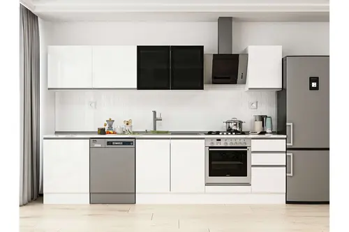 Alvinka 305X210 Cm Mutfak Dolabı, M E80S60S45 3 Beyaz Suntalam