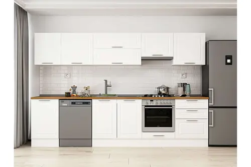 Alvinka 320X210 Cm Klasik Mebran Mutfak Dolabı, M E90S50S60 1 Mebran Beyaz Suntalam