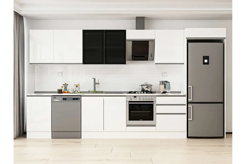 Alvinka 390X222 Cm Mutfak Dolabı, Mb E80S50S60 3 Beyaz Suntalam