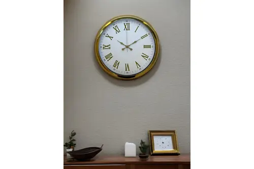 Royal White Gold Metal Duvar Saati 40 Cm