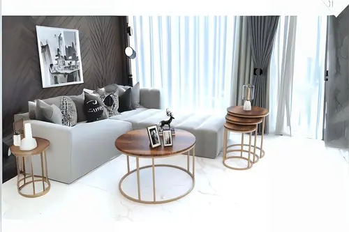 Tubihome Açelya Sehpa Takımı, Capicino Ayak Koyu Ahşap