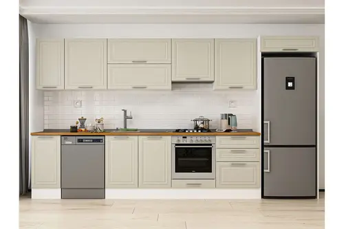 Alvinka 380X222 Cm Klasik Mebran Mutfak Dolabı, Mb E80S40S60 1 Mebran Kumtaşı Suntalam
