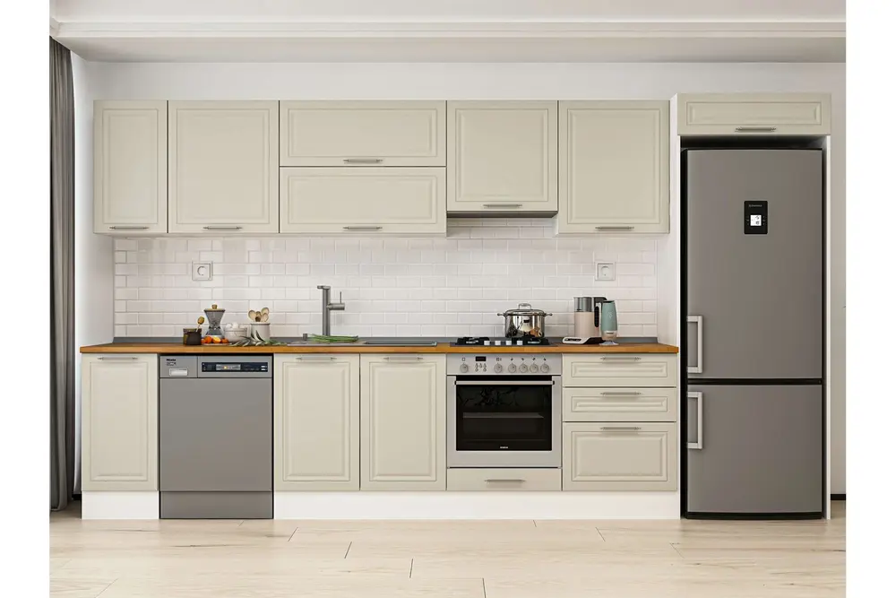 Alvinka 380X222 Cm Klasik Mebran Mutfak Dolabı, Mb E80S40S60 1 Mebran Kumtaşı Suntalam