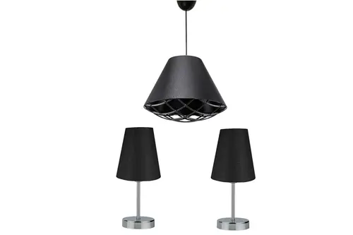Evlight Black Avize Ve Abajur Seti (Siyah)